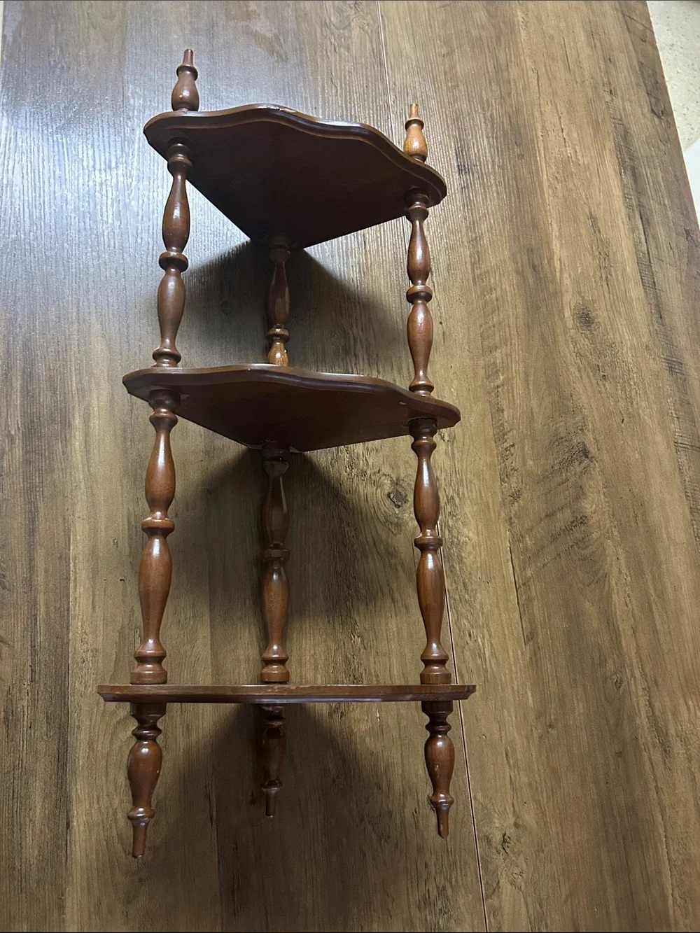 Vintage Brown Wooden Corner Shelf - Unbranded